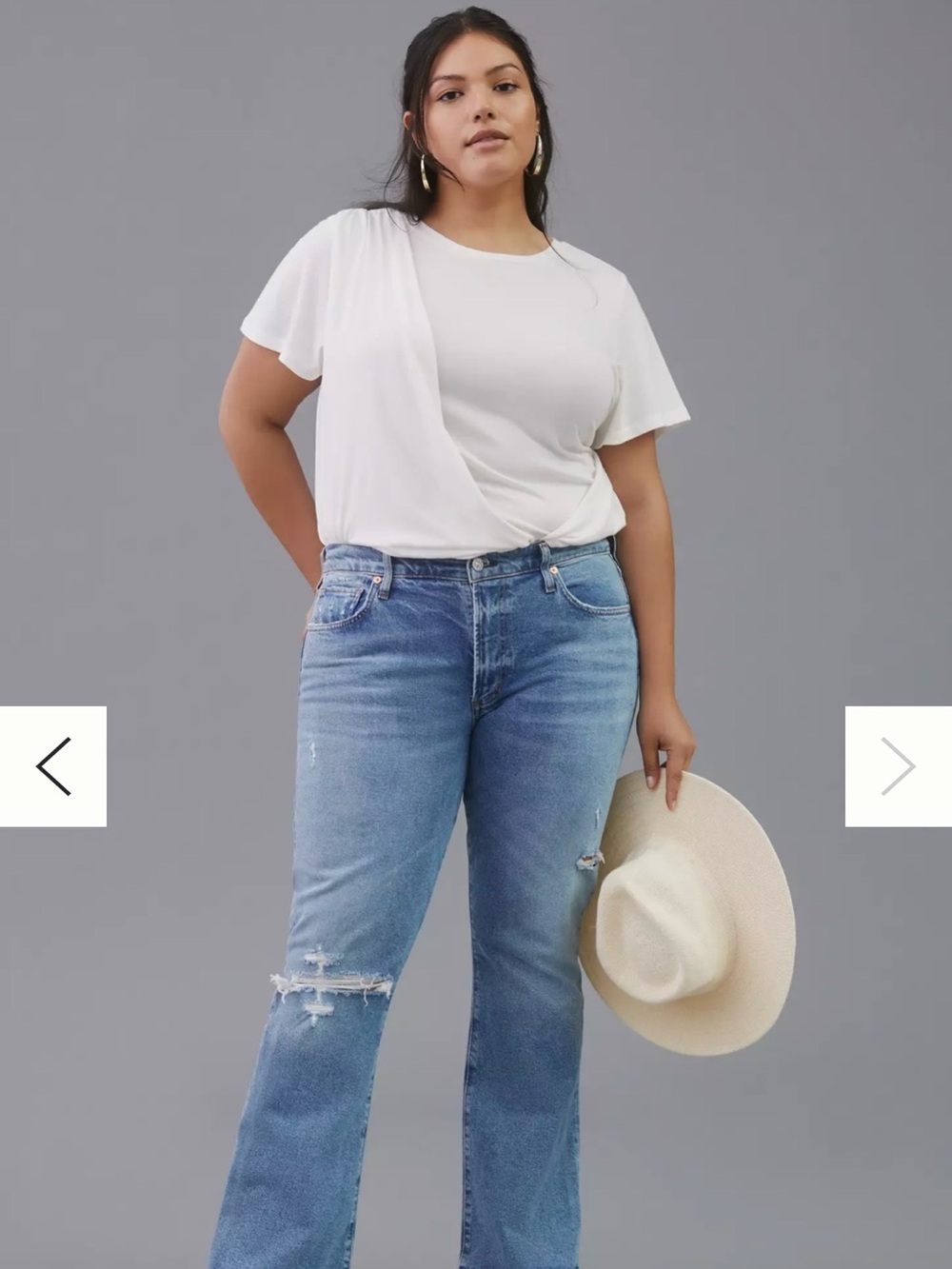 Anthropologie Cream Short-Sleeve Draped Front Tee